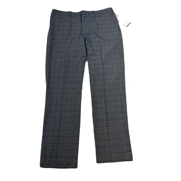 Perry Ellis Plaid Dress Pants Mens 33 x 32‎ Charcoal Grey Modern Fit - Picture 1 of 8